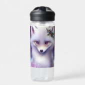 Fantasy White Baby Fox met lavendelogen Waterfles (Voorkant)