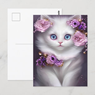 Fantasy White Cat Briefkaart