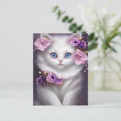 Fantasy White Cat Briefkaart (Staand voorkant)