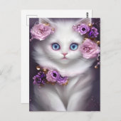 Fantasy White Cat Briefkaart (Voorkant / Achterkant)