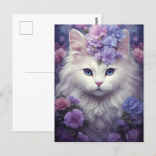Fantasy White Cat Briefkaart