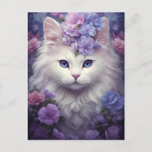 Fantasy White Cat Briefkaart (Voorkant)
