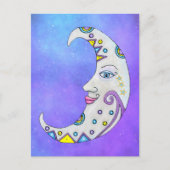 Fantasy White Crescent Moon Colorful Markets Briefkaart (Voorkant)