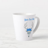 Fantasy White Deer Head Antlers  blauwe Rozen Latte Mok (Rechterhoek)