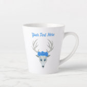 Fantasy White Deer Head Antlers blauwe Rozen Latte Mok (Rechts)