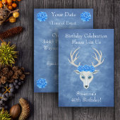 Fantasy White Deer Head Antlers Blue Roos Verjaard Kaart
