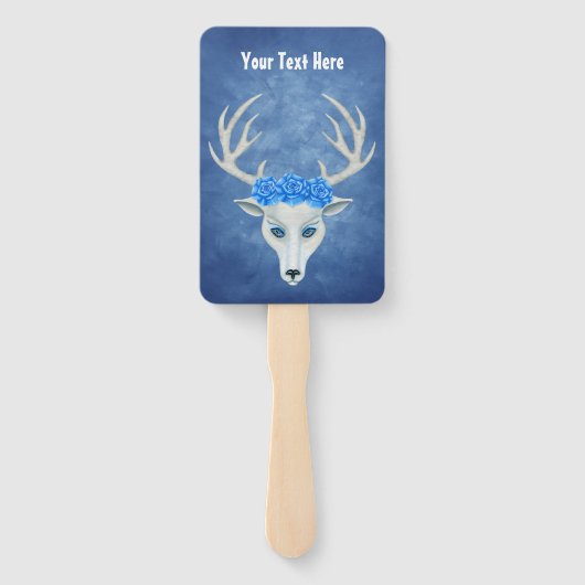 Fantasy White Deer Head Mysterious Face Blue Rozen Handwaaier (Achterkant)