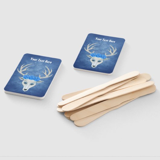 Fantasy White Deer Head Mysterious Face Blue Rozen Handwaaier (Niet-gemonteerd)