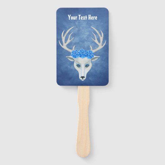 Fantasy White Deer Head Mysterious Face Blue Rozen Handwaaier (Voorkant)