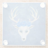 Fantasy White Deer Head Rozen Antlers op Blue Glazen Onderzetter (Achterkant)