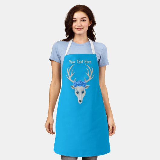 Fantasy White Deer Head Rozen Blue Eyes Antlers Schort (Gedragen)