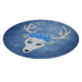 Fantasy White Deer Head Wearing Rozen Antlers Blue Snijplank (Hoek)