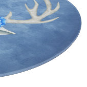 Fantasy White Deer Head Wearing Rozen Antlers Blue Snijplank (Hoek)