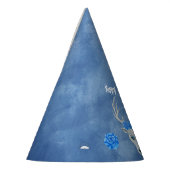 Fantasy White Head of Deer Antlers Blue Rozen Feesthoedjes (Links)