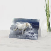 Fantasy White Horse and Ocean Surf Birthday Kaart (Voorkant)