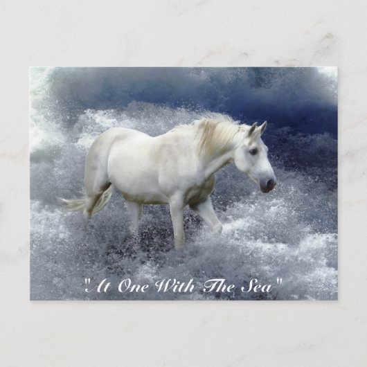 Fantasy White Horse and Ocean Surf Gifts Briefkaart (Voorkant)