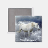 Fantasy White Horse and Ocean Surf Gifts Magneet (Voorkant / Achterkant)