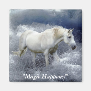 Fantasy White Horse and Ocean Surf Gifts Magneet