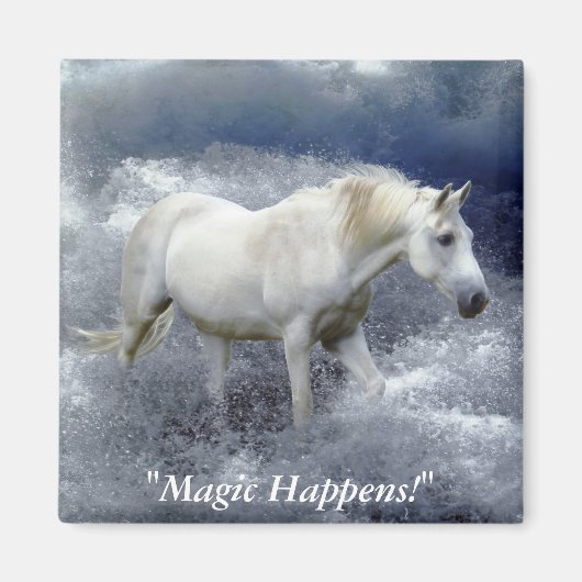 Fantasy White Horse and Ocean Surf Gifts Magneet (Voorkant)