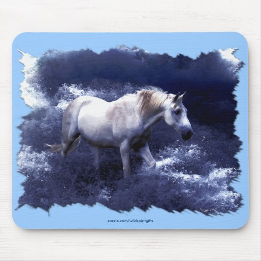 Fantasy White Horse and Ocean Surf Gifts Muismat (Voorkant)