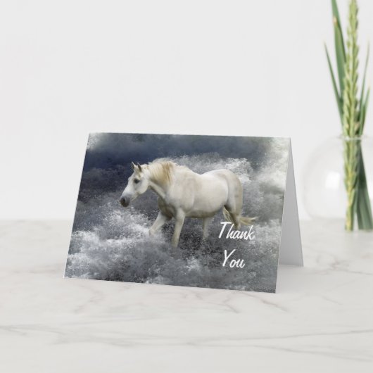 Fantasy White Horse & Ocean Dank u kaarten (Voorkant)