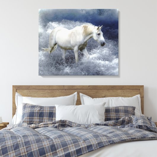 Fantasy White Horse & Ocean Surf Art Print (Insitu (Slaapkamer))