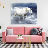 Fantasy White Horse & Ocean Surf Art Print (Insitu (Woonkamer))