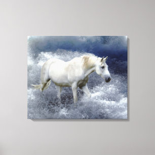 Fantasy White Horse & Ocean Surf Art Print