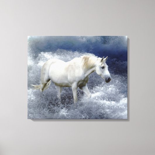 Fantasy White Horse & Ocean Surf Art Print (Voorkant)