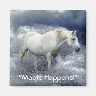 Fantasy White Horse & Ocean Surf Magnet Gift