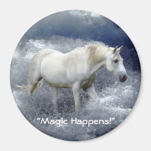 Fantasy White Horse & Ocean Surf Magnet Gift