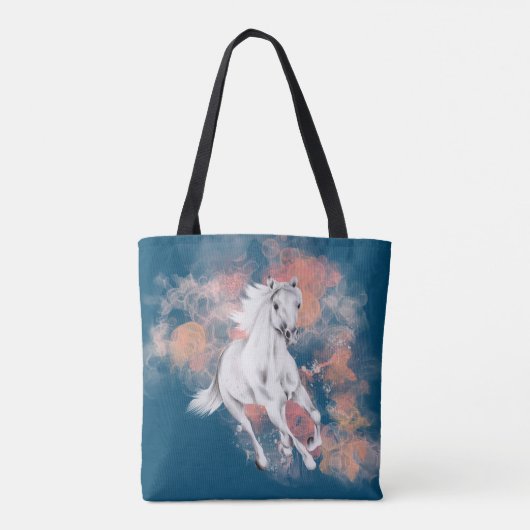 Fantasy White Horse Running Monogram Tote Bag (Achterkant)