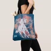 Fantasy White Horse Running Monogram Tote Bag (Dichtbij)