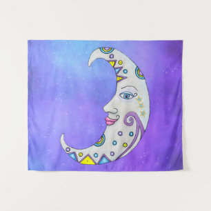 Fantasy White Moon Face Brightly Colour Acceptions Wandkleed