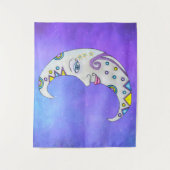 Fantasy White Moon Face Brightly Colour Acceptions Wandkleed (Voorkant)