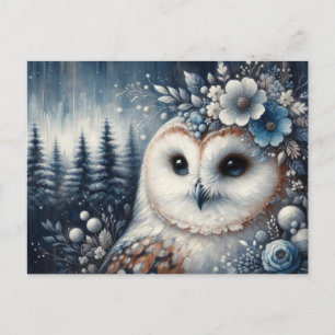 Fantasy White Owl Winter Wonderland Briefkaart