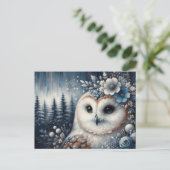 Fantasy White Owl Winter Wonderland Briefkaart (Staand voorkant)
