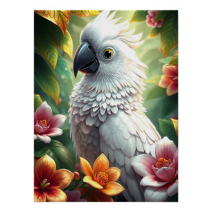 Fantasy White Parrot Perfect Poster
