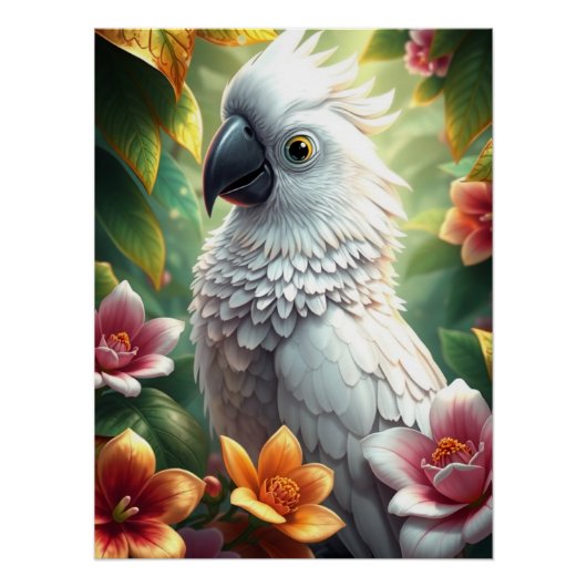 Fantasy White Parrot Perfect Poster (Voorkant)
