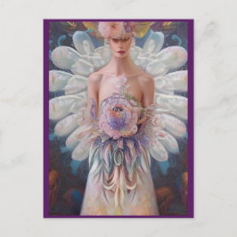 Fantasy White Peacock Wedding Dress AI Art Mode Briefkaart