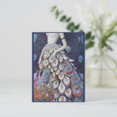 Fantasy White Peacock Wedding Dress Illustratie Briefkaart (Staand voorkant)