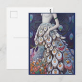 Fantasy White Peacock Wedding Dress Illustratie Briefkaart (Voorkant / Achterkant)