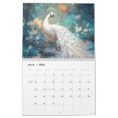 Fantasy White Peacocks in Abstract Style Kalender (Mar 2026)
