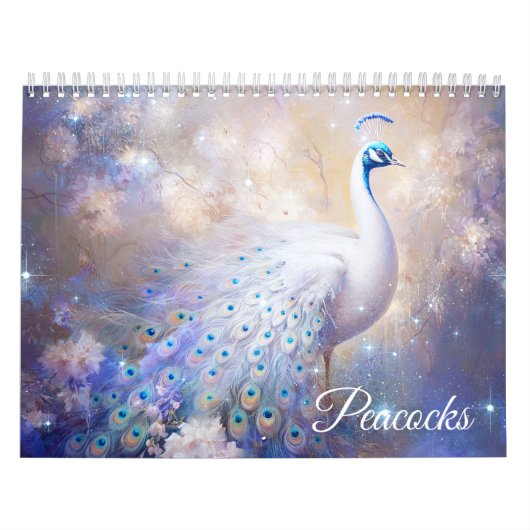 Fantasy White Peacocks in Abstract Style Kalender (Hoes)