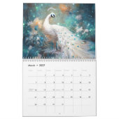 Fantasy White Peacocks in Abstract Style Kalender (Mar 2027)