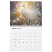 Fantasy White Peacocks in Abstract Style Kalender (Feb 2027)