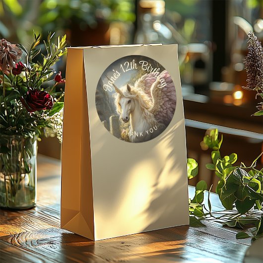 Fantasy White Pegasus Paarse Wings Eenhoornsteen Ronde Sticker