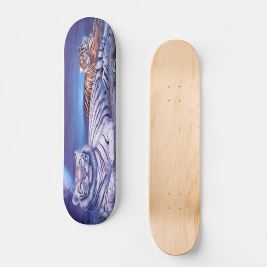 Fantasy White Tiger Cat Persoonlijk Skateboard (Voorkant)