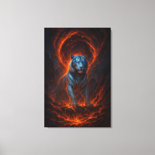 Fantasy White Tiger – Mystic Aura Series Canvas Afdruk (Voorkant)