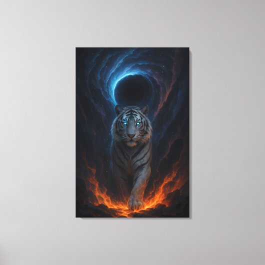 Fantasy White Tiger – Mystic Aura Series Canvas Afdruk (Voorkant)